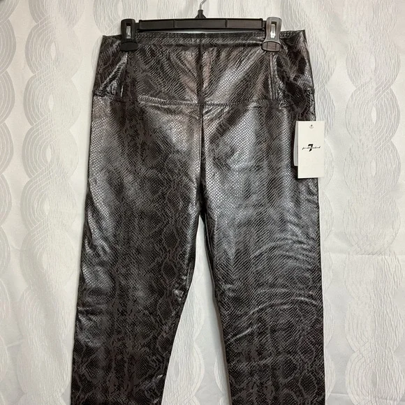 7 For all Mankind Snake Print Faux Leather Leggings. NWT med - Picture 2 of 14